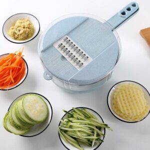 8-in-1 Vegetable Mandoline Slicer with Peeler & Strainer