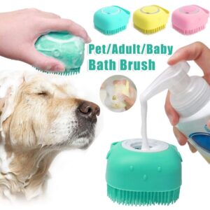 Silicone Pet Bath Massage Gloves – Dog & Cat Grooming Brush