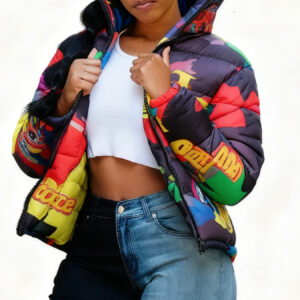 Women’s Short Warm Jacket – Casual Colorful Coat